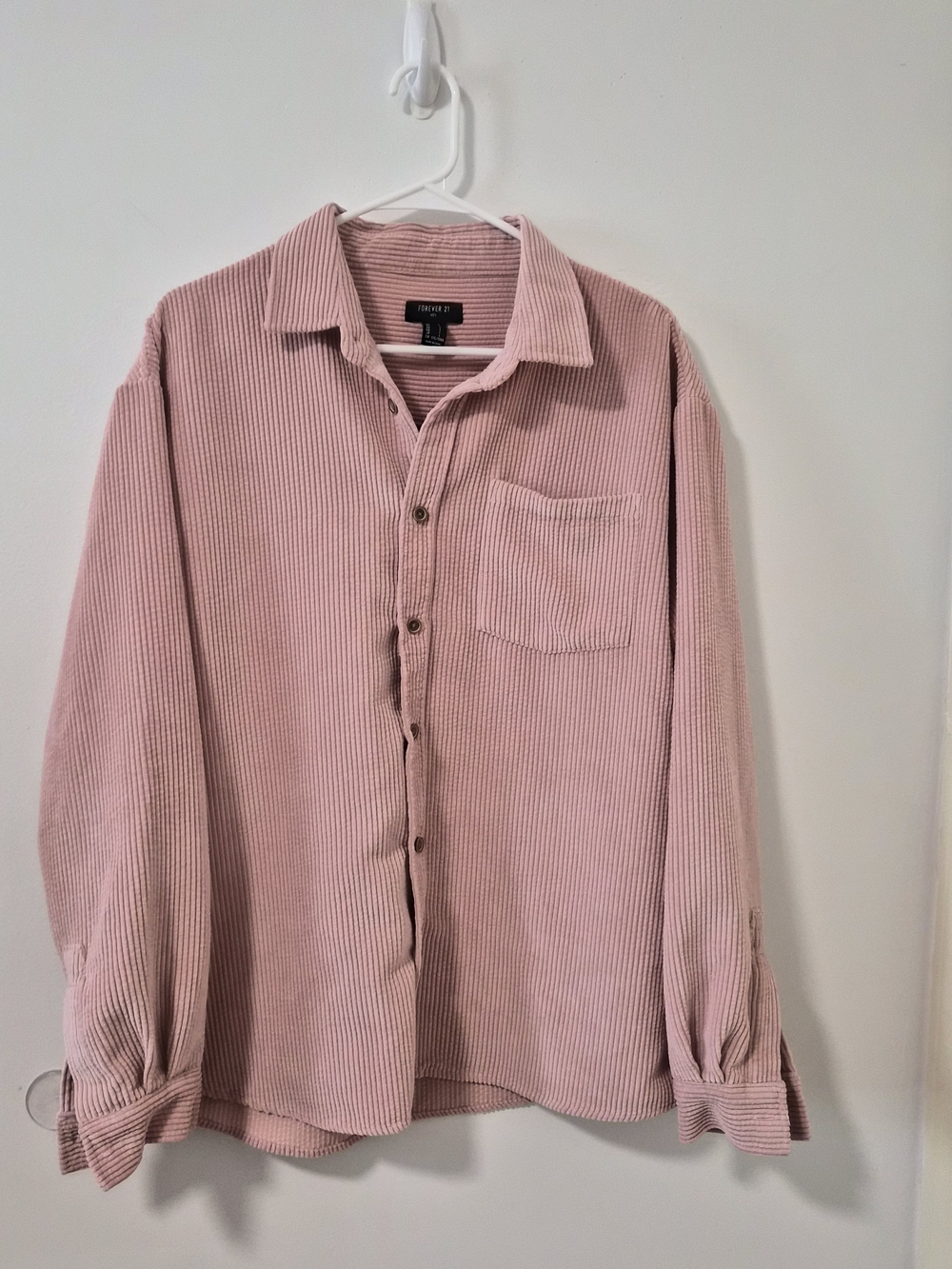 Forever 21 Men's Dusty Pink Corduroy Button-Down Shirt